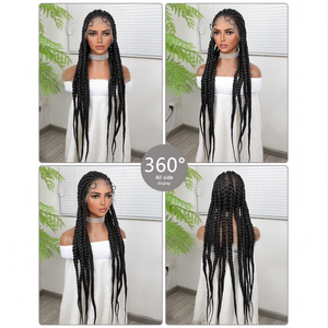 Nouvelle perruque tressée <span class=keywords><strong>africaine</strong></span> en dentelle complète, modèle 2026, <span class=keywords><strong>tresses</strong></span> synthétiques tressées à la main, style protecteur pré-coiffé, perruque bohème - Product Image 3