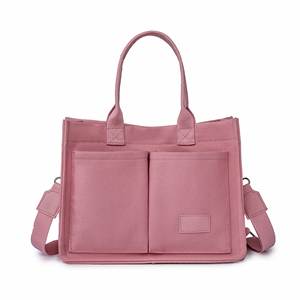 Women's Vintage Canvas Tote Shoulder Bag Wholesale Reusable Promotional Gift with Two Handles Open Closure Type and Pockets - Product Image 5