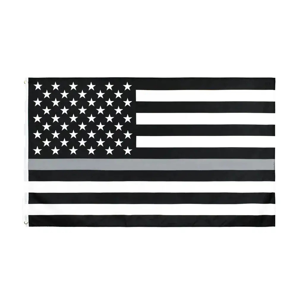 Huiyi Wholesale American Flags promotion Polyester 3x5ft Thin Grey Line Flag