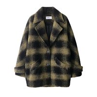 Manteau long à revers à carreaux pour femme, nouvelle collection automne 2026, style décontracté et élégant, chic et rétro, à manches longues