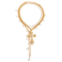 Lot de 3 Colliers Punk Style Sombre, Pendentif Croix de Luxe, Chaîne de Pull, Longues Pampilles, Perles, Ras-de-cou, Bijoux Unisexe, Joyeria Cristiana