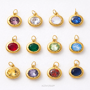 จี้รูปไข่ประดับพลอยประจำเดือนเกิด |   จี้เพชรซิคอน 12 เดือน ชุบทอง 18K PVD บนสแตนเลสสตีล สำหรับทำเครื่องประดับ |   กันน้ำและทนทาน - Product Image 2