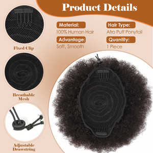 Chignon <span class=keywords><strong>Afro</strong></span> à cordon <span class=keywords><strong>de</strong></span> serrage, <span class=keywords><strong>queue</strong></span> <span class=keywords><strong>de</strong></span> <span class=keywords><strong>cheval</strong></span> 100% cheveux humains, bouclés crépus, durables, naturels, doux et lisses, <span class=keywords><strong>queue</strong></span> <span class=keywords><strong>de</strong></span> <span class=keywords><strong>cheval</strong></span> à clipser - Product Image 3