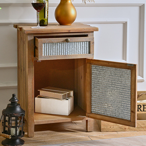 Innova Home <strong>Shabby</strong> <strong>Chic</strong> Rustic Small Drawer <strong>Bedside</strong> Cabinet Antique Retro Bedroom Night Stand - Product Image 3