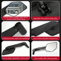 Nouvelles paires de rétroviseurs universels pour moto en alliage d'aluminium avec lentille HD anti-distorsion noire et aile anti-vent pliable