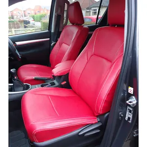 غطاء مقعد السيارة, طقم كامل أصلي من الجلد من جميع الفصول غطاء مقعد السيارة المخصص لـ 2015 + Toyota Hilux ملحقات السيارة الديكور الداخلي