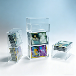 Wholesale Transparent 3-Tier Acrylic <b>Display</b> <b>Case</b> Double Grid Card Storage Box 100pcs Capacity for Home Store - Product Image 3