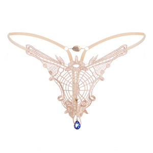Vente en gros usine : Lingerie sexy pour femmes avec perles, broderies, string à entrejambe ouvert, taille basse, nœud, G-string, culotte perlée pour adultes - Product Image 6