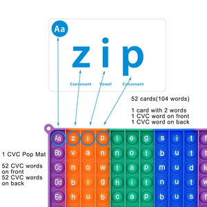Vente <span class=keywords><strong>en</strong></span> gros 104 CVC Jeux de <span class=keywords><strong>mots</strong></span> à vue Pousser Bubble Board 52 Flashcards Alphabets Apprentissage Éducatif Silicone Pop Fidget Jouets - Product Image 4