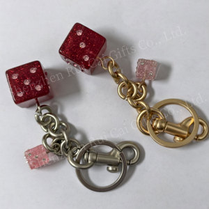 Wholesale Bulk Metal Keychains High Quality Metal Women Girl <b>Bag</b> Charms New Style 3D Dice Car Keychain <b>Bag</b> Accessories - Product Image 3