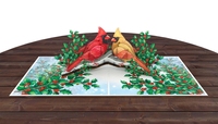 Tarjeta de Felicitación 3D Pop-up, Pájaros Rojos Cardenales en Rama de Acebo, Kirigami, Tarjetas de Cumpleaños, Graduación, Navidad, Venta al por Mayor