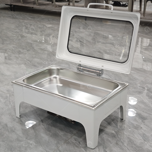 Réchaud rectangulaire en acier inoxydable 9L LQ Brand blanc pour buffet de mariage et événements, service de restauration - Product Image 4