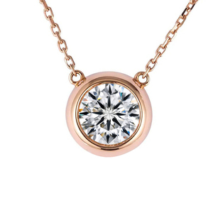 SGARIT custom 18k rose gold lab grown diamond <b>Necklace</b> round cut VVS <b>D</b> 3EX 1ct IGI certificate for party engagement <b>Necklace</b> - Product Image 1