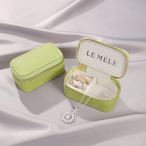 Factory Wholesale Luxury <b>Small</b> Rectangle PU Leather Jewelry <b>Box</b> Zipper Closure Custom Portable Travel Mini <b>Storage</b> Organizer for - Product Image 4