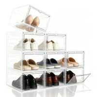 Lot de 10 boîtes de rangement à chaussures empilables en plastique transparent extra-larges avec ouverture frontale, écologiques, pour l'organisation à domicile