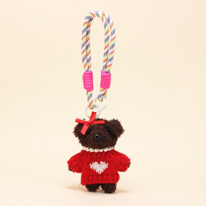 Pull amour rouge ours brun