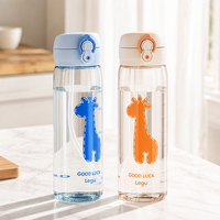 Bouteille d'eau portable pour enfants en Tritan sans BPA de haute qualité, avec couvercle rabattable, double mode de consommation, anti-fuite et paille intégrée