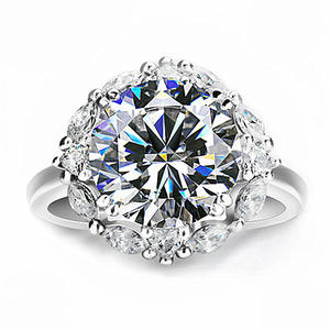 Bague en zircon marquise pleine, œuf de pigeon, luxe, sertissage en grappe exagéré, plaqué argent, cuivre, bijoux de mode - Product Image 1