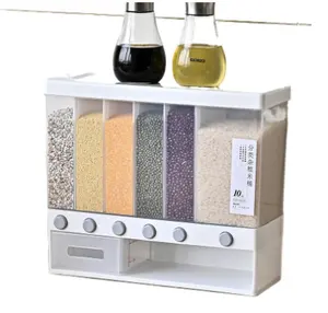 Hot Sell Rice Dispenser Moisture-Proof 6-Grid Food Grain Dispenser Cereal Rice Container Dispenser