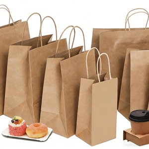 Bolsas de Papel Kraft Ecológicas, Naturales y Duraderas para Comida para Llevar de Cafeterías, Regalos para Eventos, con Impresión Personalizada y Diseño Reutilizable - Product Image 3