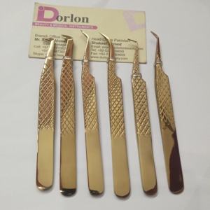 Pinzas de extensión de pestañas de diamante de plasma dorado de larga duración con logotipo personalizado - Product Image 1