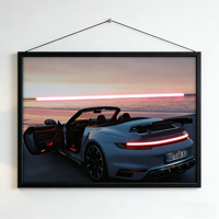 Impression sur toile avec lumière LED néon dimmable en forme de voiture de course pour chambre à coucher, salle de jeux, cadeaux d'anniversaire