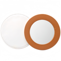 Miroir compact rond en PU imprimé par sublimation personnalisé, léger et portable, idéal pour les sacs à main, les cadeaux promotionnels et les retouches.