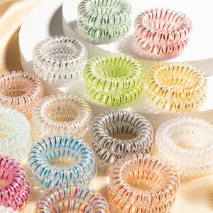 Telephone <b>Cord</b> Hair Tie Tpu Transparent High <b>Elasticity</b> Daily Use Candy Style Summer Ponytail Women's Hair Accessories - Product Image 1