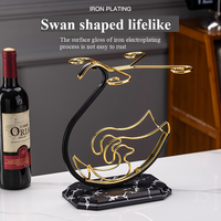 Porte-vin en métal en forme de cygne, porte-bouteille créatif pour comptoir avec porte-verre, décoration de table pour la maison