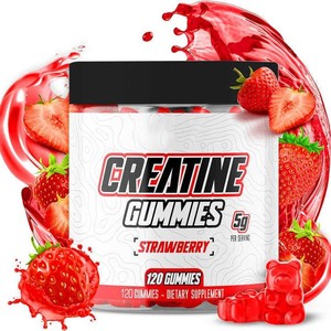 Creatina Monohidrato de Marca Privada, Gomitas de BCAA con Sabor a Fresa, Suplemento Energético para Adultos, Fortalece y Desarrolla Músculo, 10 g de Proteína - Product Image 1