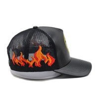 Casquette de baseball en cuir à 5 panneaux avec visière incurvée, broderie 3D personnalisée, haute qualité, prix bas, faible MOQ