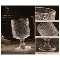 Gobelet en verre transparent de style européen, fabriqué directement à Xuzhou |   Verre à vin rouge esthétique à pied côtelé |   Écologique