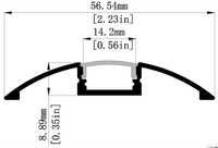 Profilé en aluminium 6063-T5 encastré pour LED, 57*10mm, extrusion pour bandes lumineuses LED, décorations, service de découpe