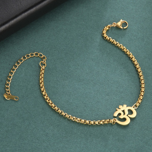 Misthape <span class=keywords><strong>Aum</strong></span> Om Ohm sanscrito simbolo cavigliere bracciale indù catena alla caviglia Yoga in acciaio inox gioielli spirituali classico Vintage - Product Image 3