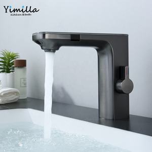 लक्जरी नल वाला डेक सेंसर नल स्वचालित ठंडा और गर्म स्पर्श सेंसर बाथरूम सिंक नल मिक्सर डिजिटल स्क्रीन के साथ नल मिश्रण - Product Image 2