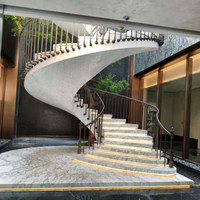 Escalier en colimaçon rotatif sur mesure pour villa, extérieur, en acier, bois, fer forgé, bois massif, verre