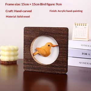 Marco de Fotos Magnético con Forma de Pájaro Tallado a Mano, con Diseño Bonito para Colgar o Exhibir en Escritorio, Hecho de Madera de Tilo - Product Image 2