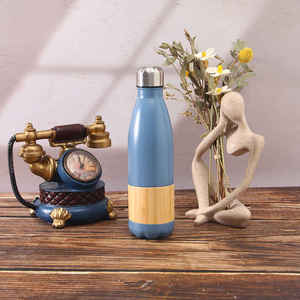 Gobelet isotherme à double paroi en acier inoxydable 304 avec manchon en bambou imitation bois, écologique et anti-fuite, pour le bureau - Product Image 2