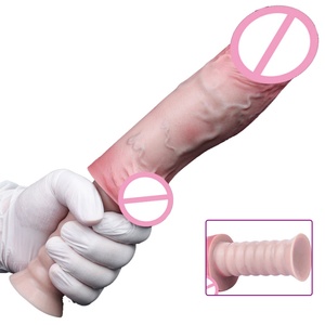 28cm Handheld Silicone <b>Dildo</b> with Suction Cup Couple Adult Anal Stimulation Product Female Vaginal Masturbation Dual-layer Penis - Product Image 1
