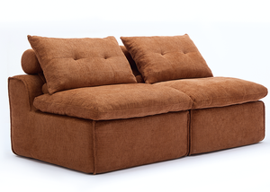 Ensemble de canapés modulaires convertibles sans accoudoirs, en tissu chenille doux, design moderne, idéal pour appartement, avec coussin de nuque et dossier, réglable DIY - Product Image 2