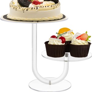 Rak pajangan kue bening akrilik 2 tingkat, rak pajangan Cupcake akrilik bening - Product Image 1