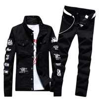 Ensemble Deux Pièces Chaudement Vendu 2025 Nouveau Patch Jeans Homme pour Jean en Denim Extensible Troué Déchiré Automne Hiver