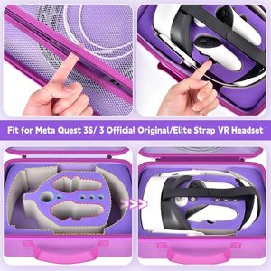 Étui de transport pour casque Meta <span class=keywords><strong>Quest</strong></span> 3S/3/<span class=keywords><strong>2</strong></span>, rangement <span class=keywords><strong>VR</strong></span> pour casque et manettes, protection faciale et sangle d'épaule, idéal pour la maison et les voyages - Product Image 3
