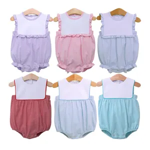 monogrammed bubble boys and girls stripe knitted sleeveless romper matching baby rompers wholesale