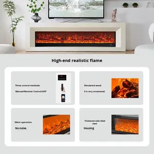 Cheminée Électronique 3D Ultra-Mince Encastrable Moderne en Acier Inoxydable pour Intérieur, Appartement, Maison, Salon, Chambre, Hôtel - Product Image 5