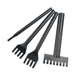 OWDEN 4Pcs DIY 수제 가죽 도구 구멍 펀치 레이싱 스티치 작업 치즐 찌르는 도구