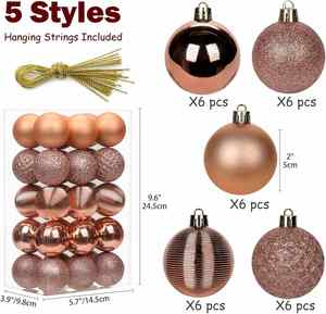 In-Stock 34pcs High Quality Luxury for Gold Pink Combination Set Round Shatterproof Pendant Decoration Christmas Ball - Product Image 2