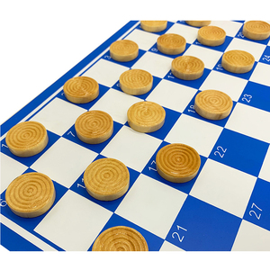 Wooden Chess Pieces PVC Plastic Folding Board Checkers Type <strong>Draughts</strong> Game <strong>Set</strong> - Product Image 5