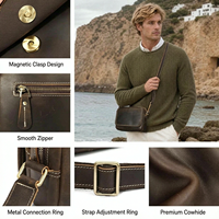 Sac à bandoulière pour homme de style rétro en cuir véritable Crazy Horse, sac bandoulière polyvalent et tendance