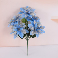 Nouvelle vente chaude à la main Simulation 5 têtes Double Bouquet de Noël Décoration de la maison Ornements de vacances Faux Fleurs
